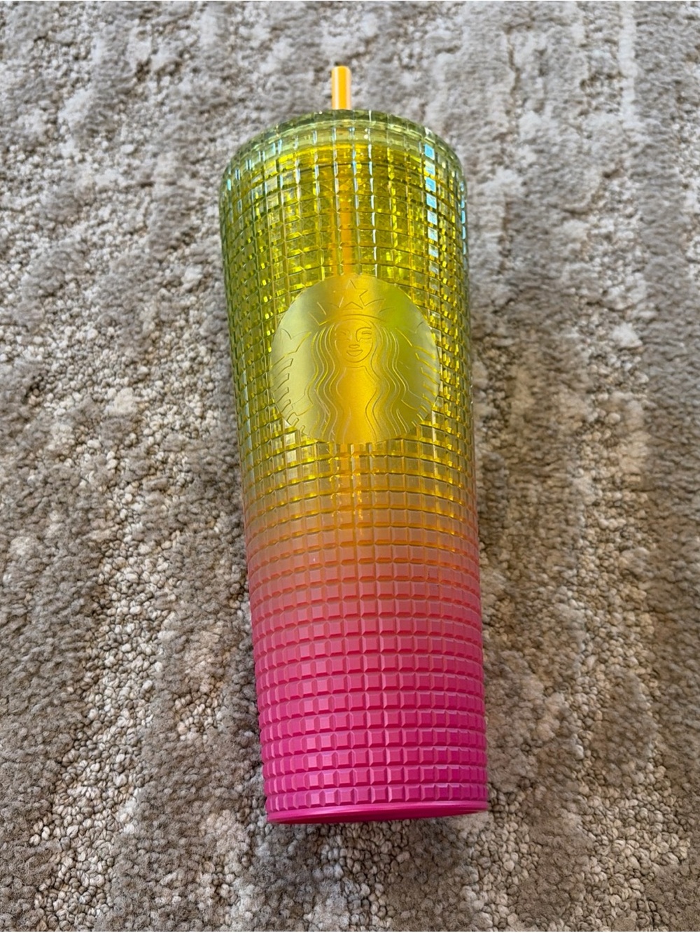 Starbucks Summer 2022 - Yellow, Orange, Pink Grid Tumbler Cold Cup Venti 24 oz